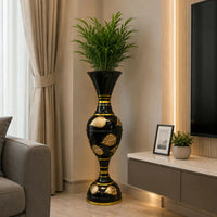 24-Inch Metal Floor Vase – Elegant Gold Leaf Design for Home Decor