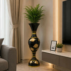 24-Inch Metal Floor Vase – Elegant Gold Leaf Design for Home Decor