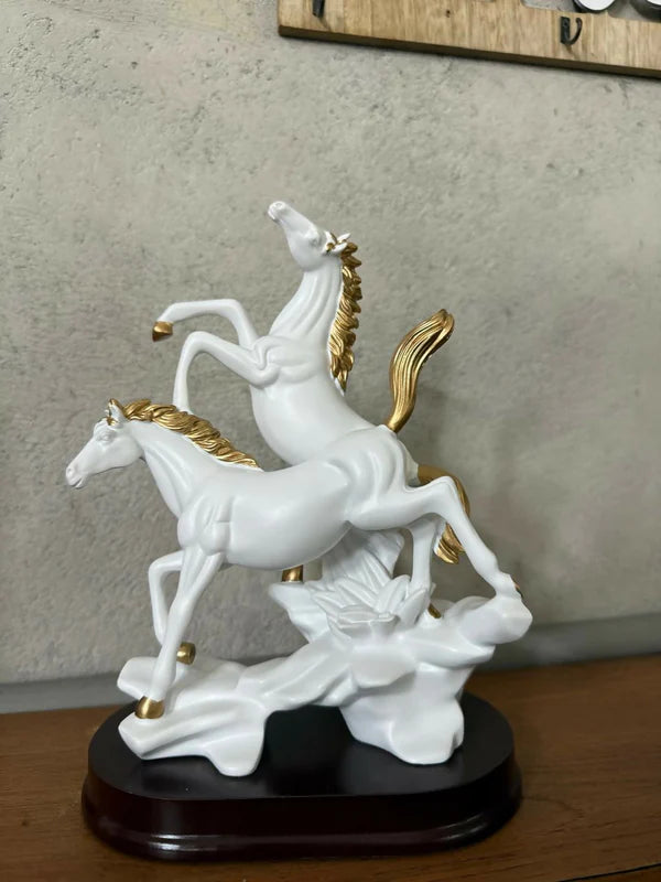 Twin Horse Statue - Elegant Success Symbol for Your Desk
