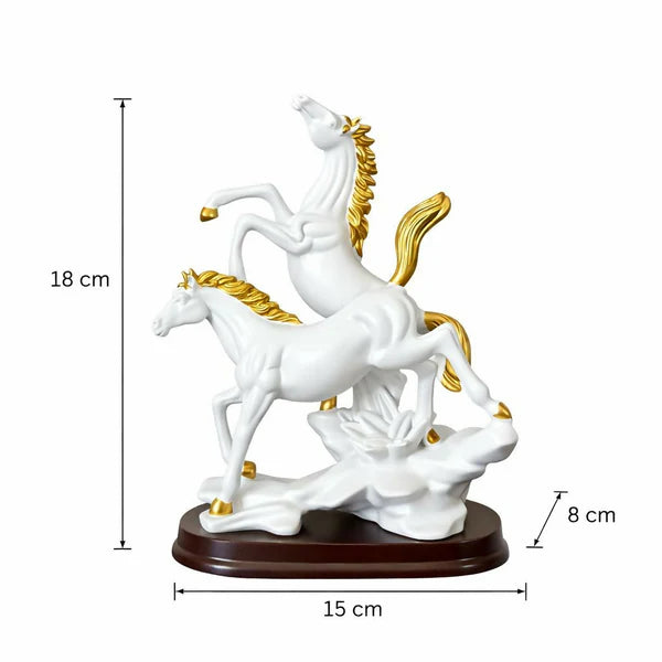 Twin Horse Statue - Elegant Success Symbol for Your Desk