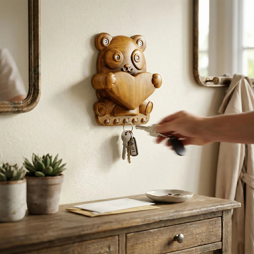 Key Holder – Cute Panda Wall Mount with Storage Pocket