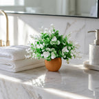 Artificial White Flower Plant with Pot for Home Decor & Elegant Interior Styling