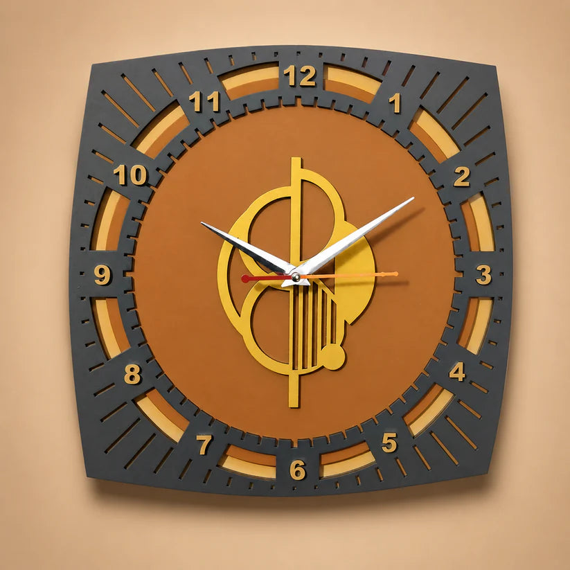 Premium Geometric Designer Wall Clock | Luxury Square Decorative Clock for Living Room, Office & Bedroom