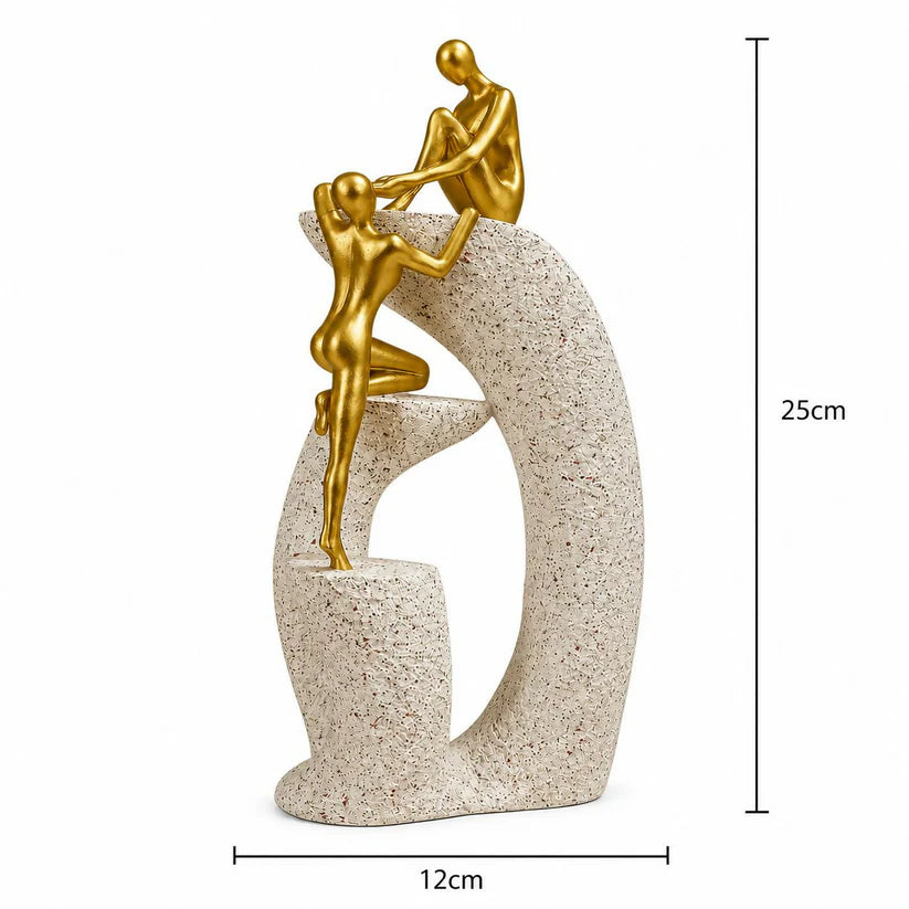 Abstract Couple Climbing Statue - Modern Minimalist Decor