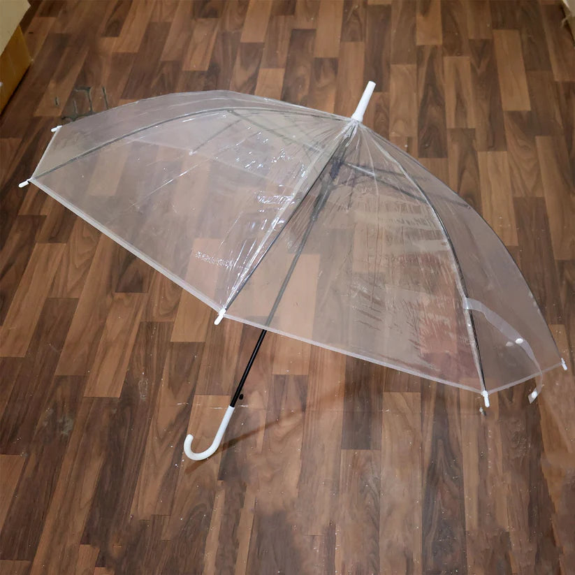 Transparent Dome Umbrella – Windproof with Comfortable Curved Handle