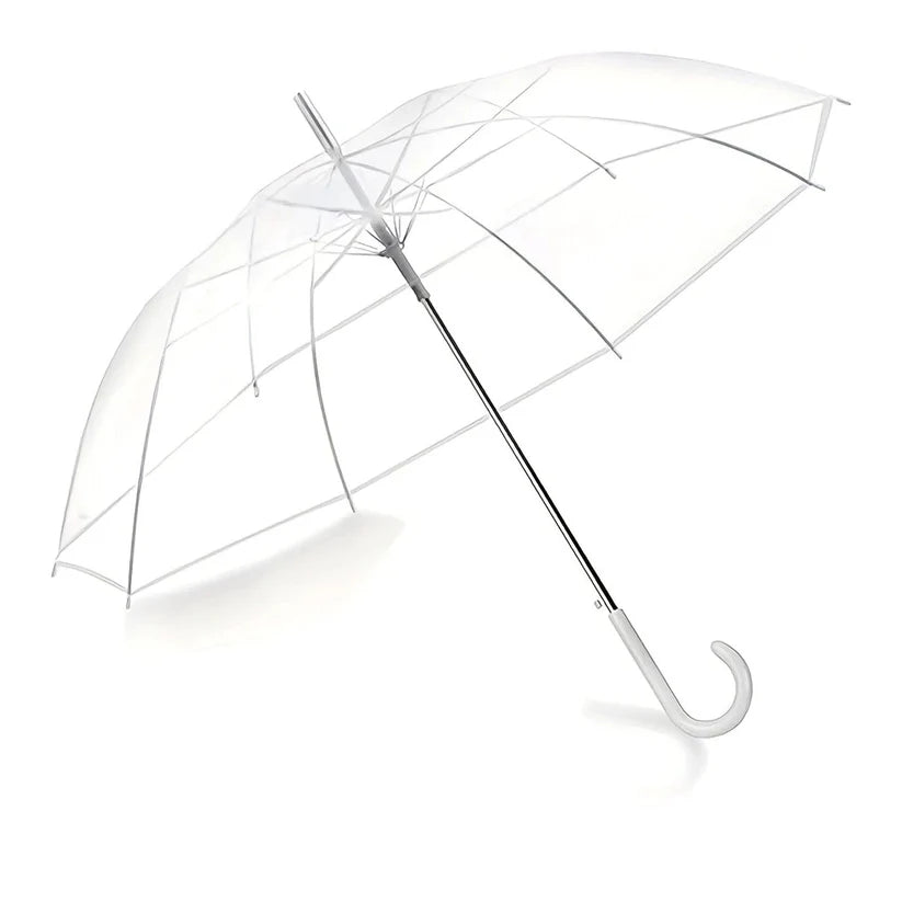 Transparent Dome Umbrella – Windproof with Comfortable Curved Handle