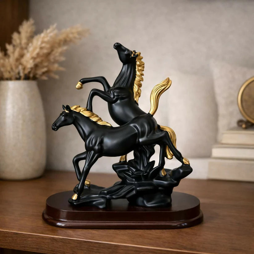 Twin Horse Statue - Elegant Success Symbol for Your Desk