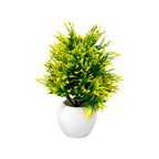 Artificial Yellow Green Bonsai Tree Plant in White Ceramic Pot Home Office Décor
