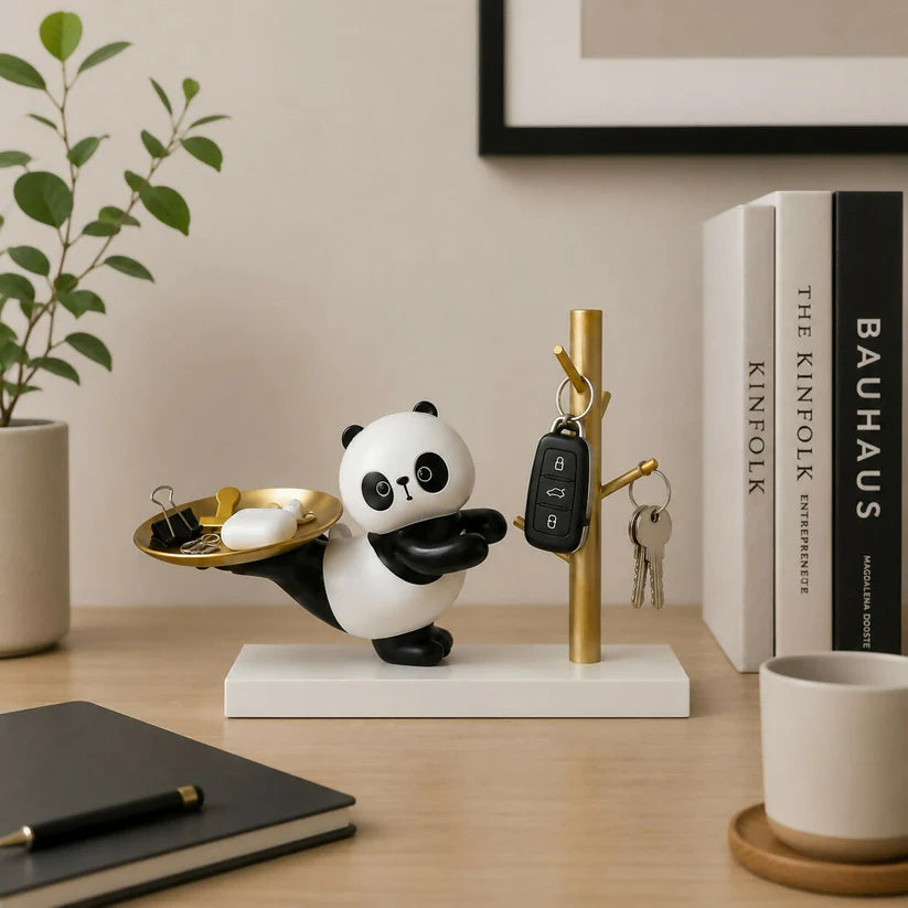 Panda Key Holder Tray – Decorative Resin Organizer Stand
