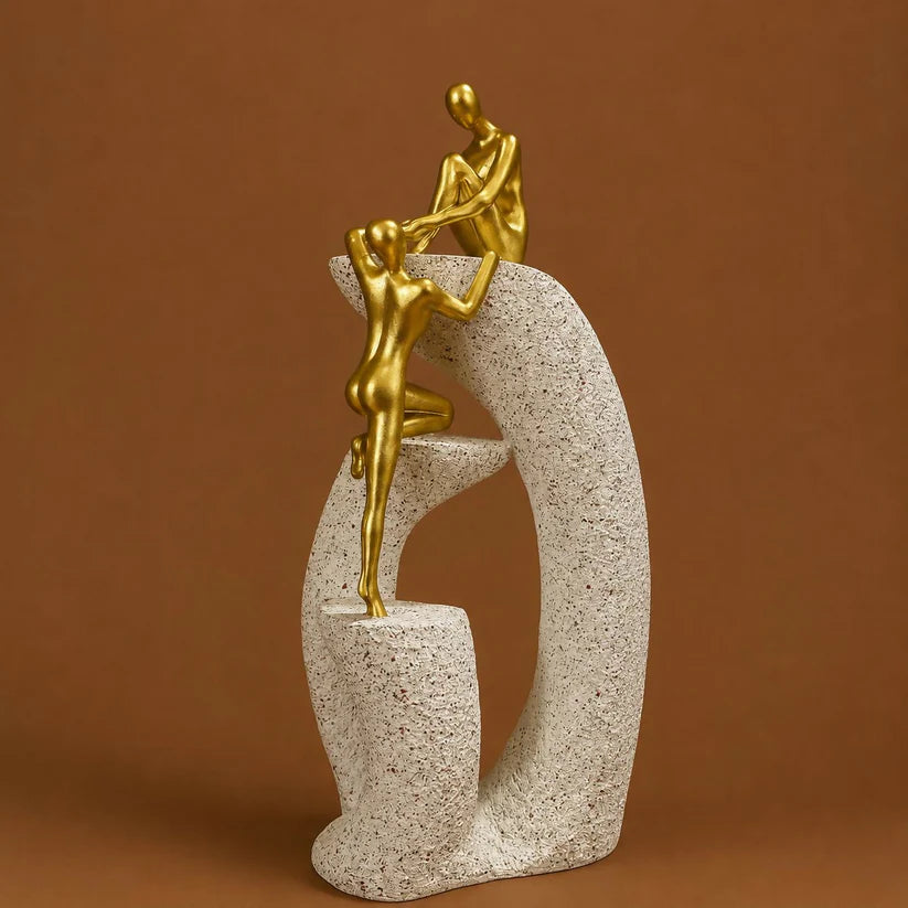 Abstract Couple Climbing Statue - Modern Minimalist Decor