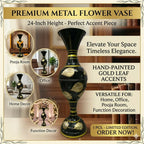 24-Inch Metal Floor Vase – Elegant Gold Leaf Design for Home Decor
