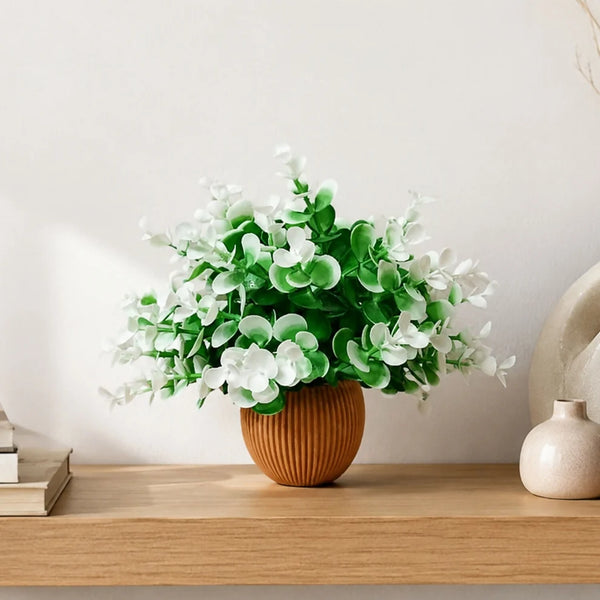 Artificial White Flower Plant with Pot for Home Decor & Elegant Interior Styling