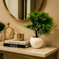 Artificial Bonsai Tree Plant with White Ceramic Pot for Home Office Table Decor