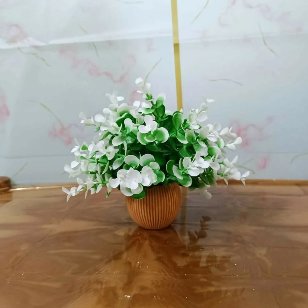 Artificial White Flower Plant with Pot for Home Decor & Elegant Interior Styling