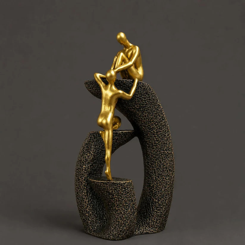 Abstract Couple Climbing Statue - Modern Minimalist Decor