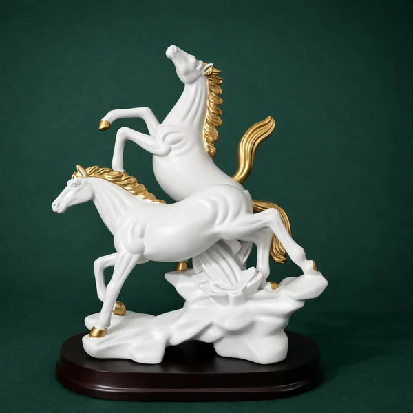 Twin Horse Statue - Elegant Success Symbol for Your Desk