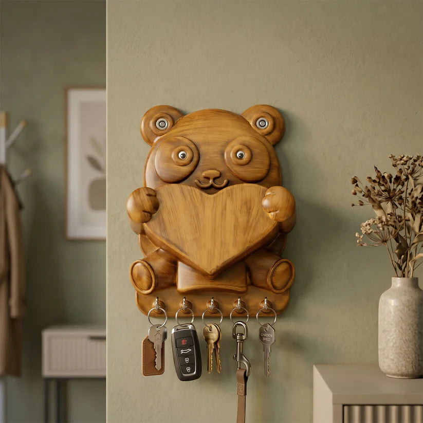 Key Holder – Cute Panda Wall Mount with Storage Pocket